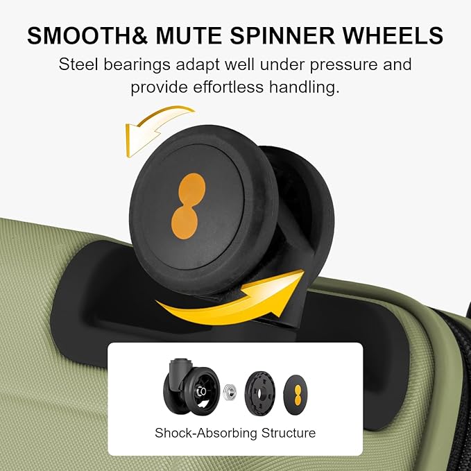 LEVEL8 Carry on Luggage Airline Approved, Small Carry on Suitcases with Wheels, Lightweight Hardside Textured Luggage for Travel, Tsa Approved, 20-Inch, Pickle Green