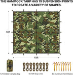 Waterproof Camping Tarp 10 x 10ft Survival Tent Backpacking Portable Tarp Multifunctional Anti-UV Shelter for Outdoor (Camo)