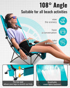 KingCamp Low Beach Chairs, Portable Folding Chair for Adults Extra Wide Ergonomic High Back Seat 300lbs Heavy Duty Lightweight Oversized Gear with Carry Bag for Outdoor Lawn Camping Picnic