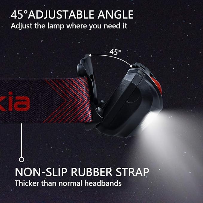 Vekkia Ultra Bright LED Headlamp Flashlight (2 Pack), White and Red Light Headlight with Adjustable Headband, IPX6 Waterproof Head Lamp for Outdoors,Camping,Running,Cycling,Hiking. Batteries Included