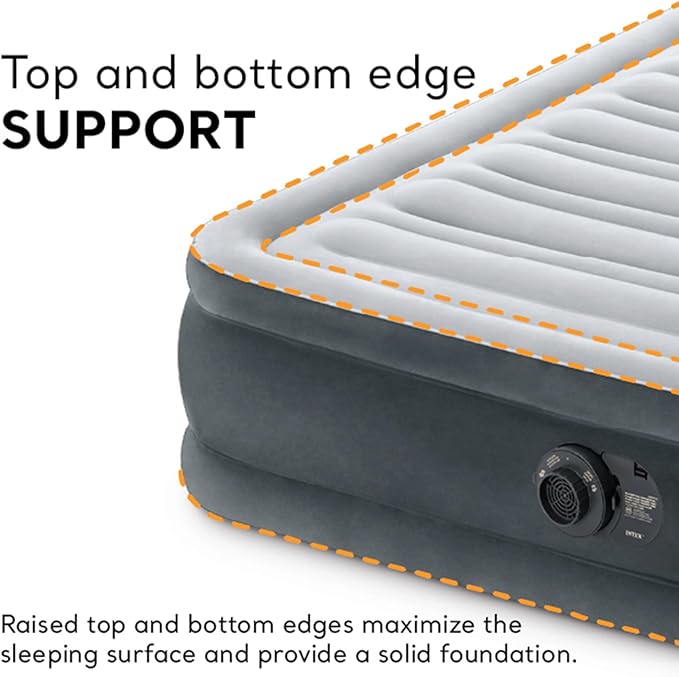Intex Mid-Rise Air Mattress Bed with Built-in Pump, Dura-Beam Deluxe Comfort Plush, Full - Portable Luxury Travel Airbed for Adults, Camping, Guests