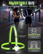 Zacro Reflective Running Vest with 9 RGB Modes, 500LM High Visibility Chest Light for Runners, Rechargeable Light Up Running Gear for Night Safety Cycling Hiking Dog Walking Adjustable for Men Women