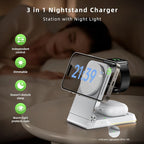Foldable Wireless Charger 3 in 1 - Magnetic Wireless Charging Station for Apple Magsafe Charger Stand with Light,Aluminum Portable Travel Charger Dock for iPhone 17/16/15/14/13/12,Apple Watch,AirPods