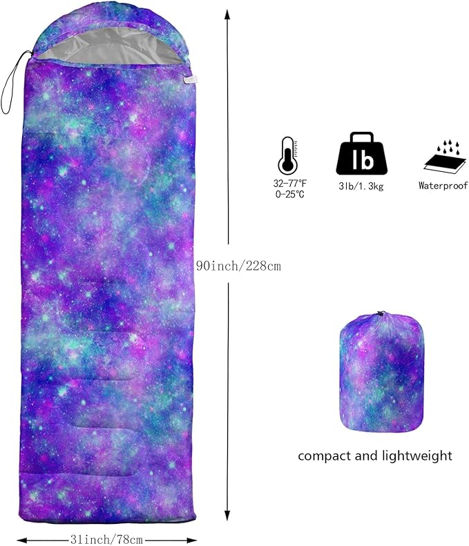 QOOMO Camping Sleeping Bags,3 Season Warm & Cool Weather,Lightweight,Waterproof Sleeping Bags for Adults & Kids,Traveling,and Outdoors,Camping Gear Equipment