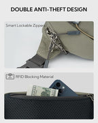 WATERFLY Lightweight Small Fanny Pack: 1.5L Mini Slim Crossbody Waist Belt Hip Bag with RFID Blocking, Anti-Theft & Water Resistant Pouch for Women Men Travel Hiking Running Walking EDC