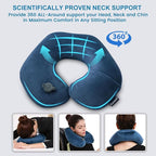Travel Neck Pillow for Airplane, Compact Inflatable Neck Pillow for Traveling Long Flights, Adjust Firmness Neck Suport Pillow for Sleeping Plane Head Rest for Travel Accessories,Deep Blue