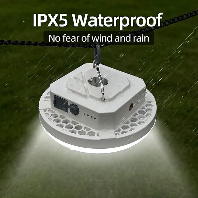 Camping Tent Light LED Rechargeable Portable Hanging Lantern with Remote,IPX5 Waterproof Outdoor Lights with Battery Power, Camp Lamp Light for Glamping Indoor Outages Car Repair