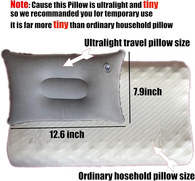 4Pack Ultralight A4 Size Inflatable Travel Pillow, Small Squared Flocked Fabric Air Pillow for Traveling, Holiday Trip, Hiking, Camping,Napping,Neck Lumbar Support(Gray,Sky Blue,Red,Deep Blue)