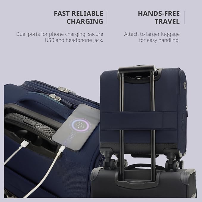 Verage Underseat Carry On Luggage with Wheels & USB Port,14 inch Wheeled Spinner Carry-on Luggages Bags for Airlines, Lightweight Overnight Suitcase for Men Women (14-Inch Compact Underseat Pro)