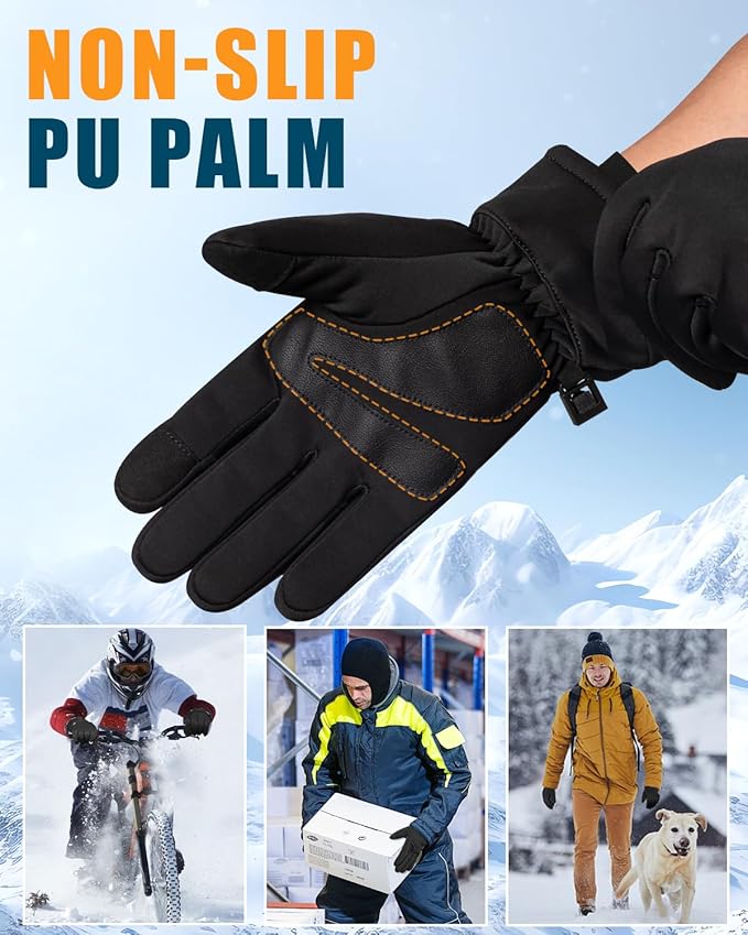 RIGWARL Winter Gloves Men and Women Medium-Thick, Gloves for Cold Weather with Thermal Plush, Touchscreen Running Glove Adjustable Zippered Wrist for Walking The Dog Hiking Camping Cycling Work