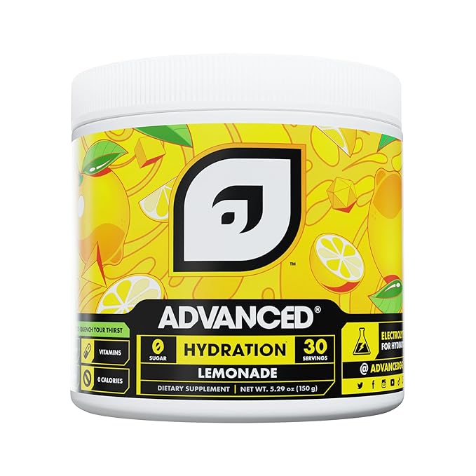 Advanced Hydration High-Performance Electrolyte Drink Mix with B Vitamins for All-Day Hydration - Caffeine Free, Zero Calories, Sugar Free, & Keto Friendly - (30 Servings, Lemonade)