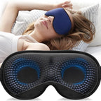 YFONG Weighted Sleep Mask, Women Men 3D Eye Mask Blocking Lights Sleeping Mask (4.2oz/120g), Pressure Relief Night Sleep Eye Mask with Adjustable Strap, Eye Cover Blindfold for Travel Nap Yoga, Blue
