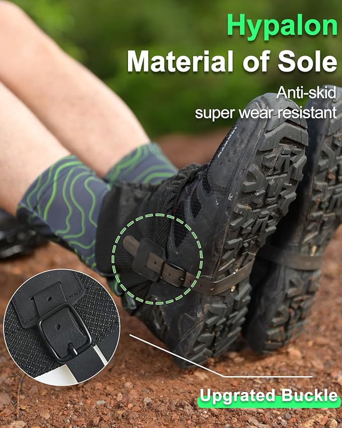 Trail Gaiters, Waterproof Low Shoe Protectors, Adjustable Boots Gators for Hiking & Running - Prevents Debris in Shoes
