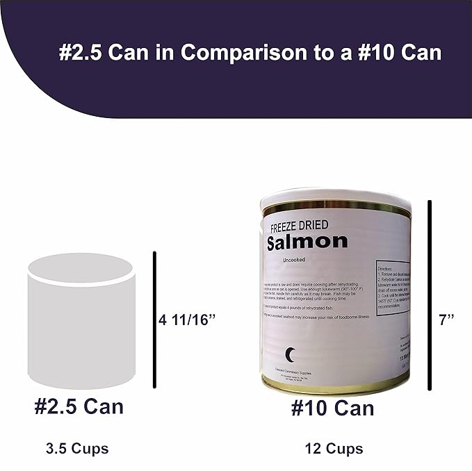 Military Surplus Freeze Dried Salmon Fillets Uncooked 16 Oz Long Shelf Life Emergency Survival Food #10 Can 25+ Year Shelf Life Prepper, Camping and Emergency Supplies Canned Meat Easy Prep Pack of 1