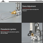 CAMPINGMOON Canister Top Stove Portable Compact Foldable w/Micro Regulator w/4Flex w/igniter XD-2F (Silver)