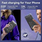 Magnetic 10000mAh Portable Charger for iWatch & iPhone, 22.5W USB C Fast Charging Wireless Power Bank Built-in Cables and Wall Plug, External Travel Battery Pack Compatible with iOS Android Devices