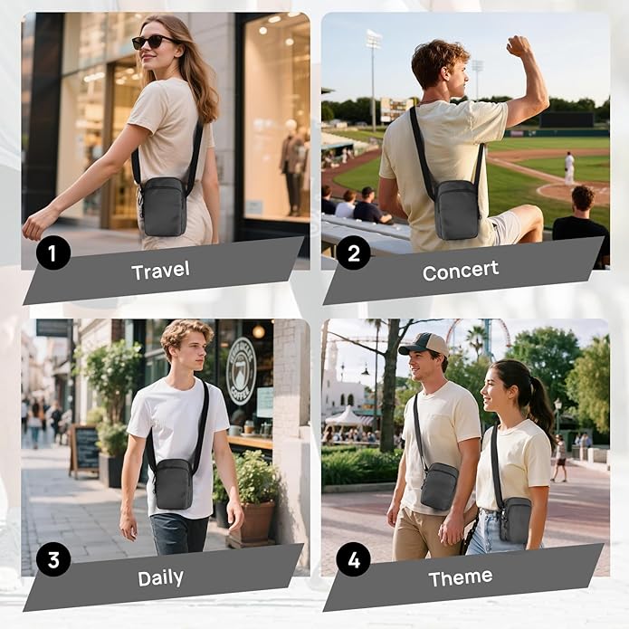 VADOO Sling Bag for Men Women, Anti Theft Crossbody Shoulder Bag with Zipper Lock, RFID Blocking & Waterproof for Travel