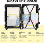 Lightweight Compression Packing Cubes for Suitcases, Compressible Expandable Travel Packing Organizer with Clear Toiletries and Backpack Bag, Travel Essentials for Carry on Luggage 7 Set