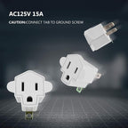 JACKYLED 4 Pack ETL Listed 3-2 Prong Grounding Outlet Adapter, 3 Prong to 2 Prong Adapter Converter, Portable Fireproof 392℉ Resistant Heavy Duty Wall Outlet Plug for Household Appliances Industrial