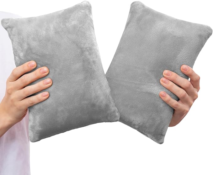 2 Pack Small Pillow, Memory Foam Mini Pillow 11 X 7 Inches for Travel, Sleeping, Nap and Neck, Knee, Lumbar Support, Tiny Cushion for Pet, Dogs (Grey)