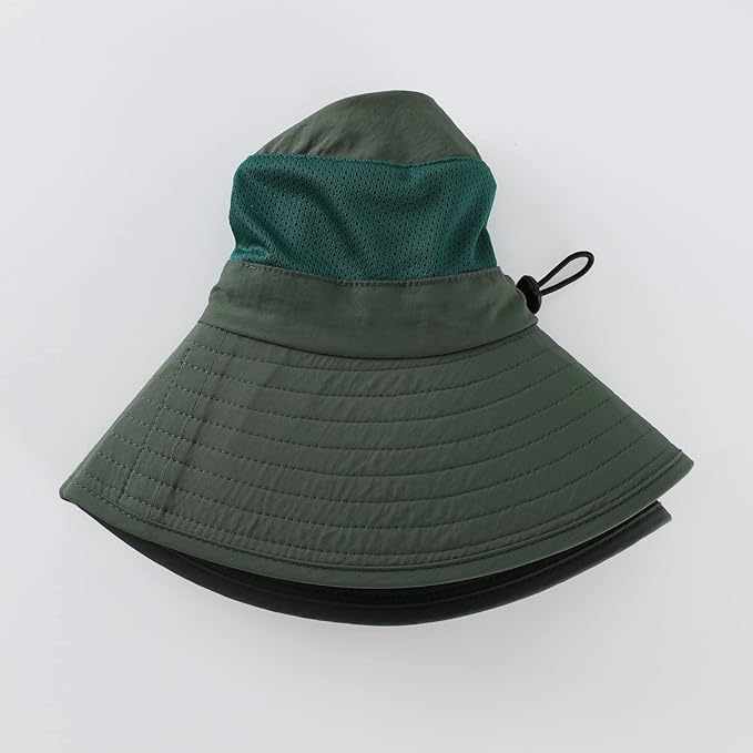 Home Prefer Outdoor UPF50+ Mesh Sun Hat Wide Brim Fishing Hat with Neck Flap Sun Hat for Men Women