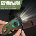 Mudder 6 Pcs Hand Crank Solar Powered Flashlights Emergency Rechargeable LED Handheld Flashlights for Survival Gear Outdoor Sports Camping Hiking Backpack Safety (Green)