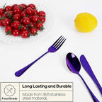 Travel Utensils with Case, Quatish Portable Silverware Set for Work, Stainless Steel Reusable Travel Cutlery Set, Fork and Spoon Set for Camping, EDC Gadgets, Lunch Box for Men, Purple