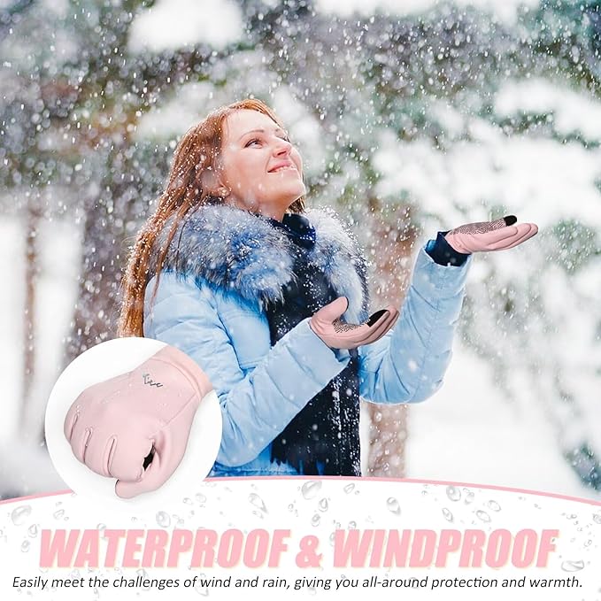 Pixel Panda Winter Gloves for Men Women Warm Touchscreen Gloves for Cold Weather Thin Water-Resistant Windproof Non-Slip Gloves for Cycling, Driving, Running, Hiking