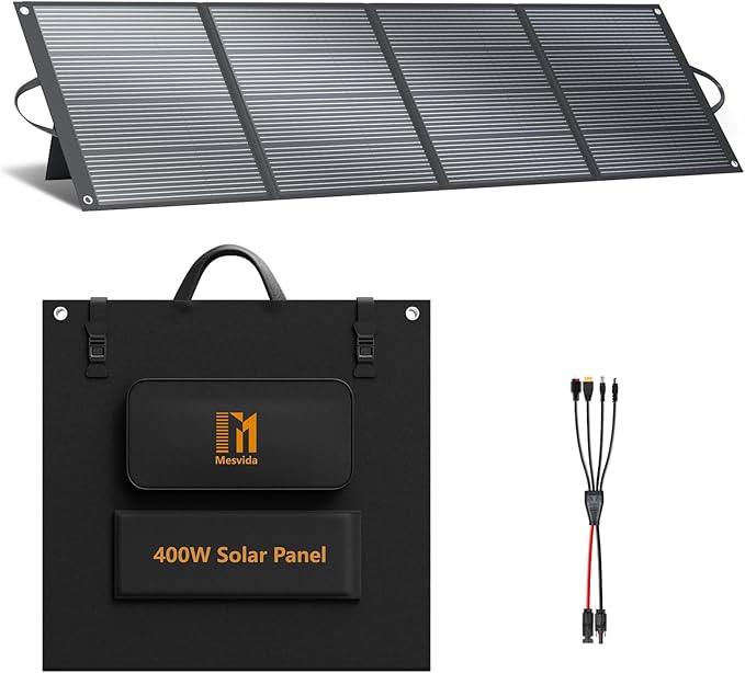 400 Watt Portable Folding Solar Panels IP68 Waterproof ETFE Coating 41V MC4 Output for Power Stations Solar Generator Camping Off-Grid RV Emergency Backup