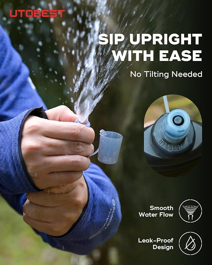 UTOBEST 200ml Soft Flask, 2 Pack Flexible TPU Hydration Water Bottle, Collapsible with 28mm Caliber for Running, Hiking, Cycling, Climbing, and Marathon Yellow