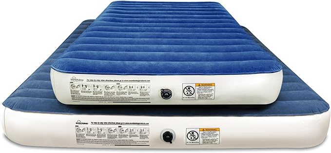 SoundAsleep Products Camping Series Air Mattress Includes Eco-Friendly PVC - Included Rechargeable Air Pump - Twin Size