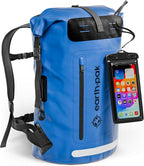 Earth Pak Waterproof Backpack - Heavy Duty Hiking Backpack - Roll-Top Closure Bag - Cushioned Dry Bag Waterproof Phone Case