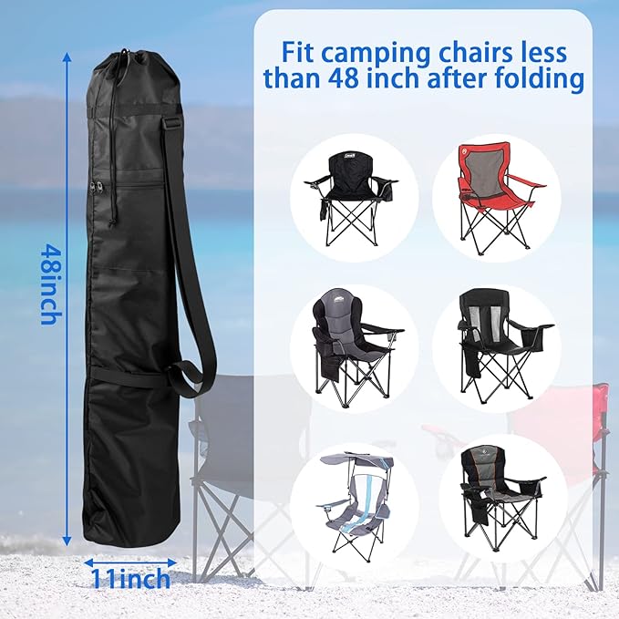 Xxerciz Folding Chair Replacement Bag Lightweight Storage Bag Carrying Bag with Carrying Handles & Extra Zippers Pocket for Foldable Camping Chair, 48 Inches (Chair is not Included)