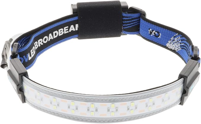 OPTIMAL VENTURES LED Headlamp Liteband Super Lightweight Flex 300 Lumen Bright Head Lamp, AAA Battery Powered Headlamps, Camping, Running, Hard Hat Light, Best Rated for Forehead Flashlight, Blue