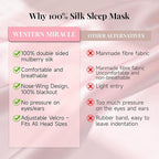 Mulberry Silk Sleep Mask for Men & Women - 100% Light Blocking Blackout Eye Mask for Side Sleepers, Adjustable Fit for All Heads, Soft Zero Pressure Comfort, Unisex Travel Eye Cover(Pink)