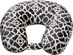 Wolf Essentials Adult Cozy Soft Microfiber Neck Pillow for Travel – Compact, Machine Washable - Perfect for Airplane, Car, or Home Use - Filled and Finished in the USA – Charcoal Trellis