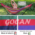 Brazilian Double Hammock 2 Person Extra Large 220x160cm Total Length 330cm Load 500lb Canvas Cotton Hammock for Patio Porch Garden Backyard Lounging Outdoor and Indoor(Rainbow) XXL