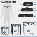 VILLEY Folding Camping Square Table with Carry Bag, Lightweight Aluminum Adjustable Square Table for Outdoor, Camping, Picnic, Backyards, BBQ, Large