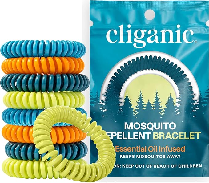 Cliganic 100 Pack Mosquito Repellent Bracelets for Adults & Kids - Natural DEET-Free Bands, Individually Wrapped