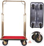 Generic Hotel Luggage Cart Wagon 39Lx19Wx68H Inch Guest Room Trolley Up to 881LBS 8-inch Silent Rubber Casters Carpet Deck Bumper Rails Golden Top Baggage Lobby Trolley Luggage Carts for Commercial Us