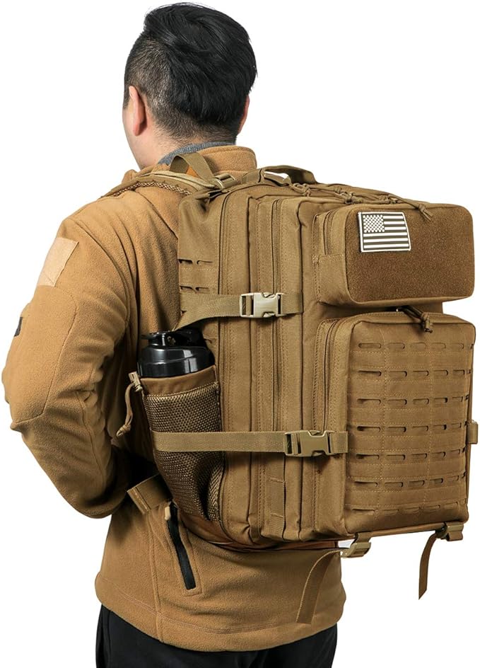 QT&QY 25L/45L Military Tactical Backpack For Men Molle Daypack 3 Day Bug Out Bag Hiking Rucksack With Bottle Holder