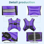 Weighted Vest, 8lb/12lb/16lb/20lb/25lb/30lb Weight Vest with Two Adjustment Straps for Men Women, Weight Vests with Reflective Stripe for Strength Training, Running, Jogging, Walking