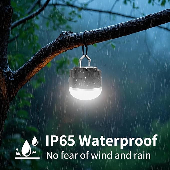 LED Camping Lantern Rechargeable, 1000LM Portable Tent Light with 12 RGB Lighting Modes, Power Bank, Waterproof, Mini Flashlight with Magnetic Base for Emergency, Power Outages, Hiking, Home