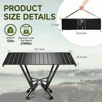 Camping Table Folding, Small Camping Table with Load 380lbs, Portable Roll up Aluminum Foldable Table with Carry Bag for Outdoor, Picnic, Camping, Black