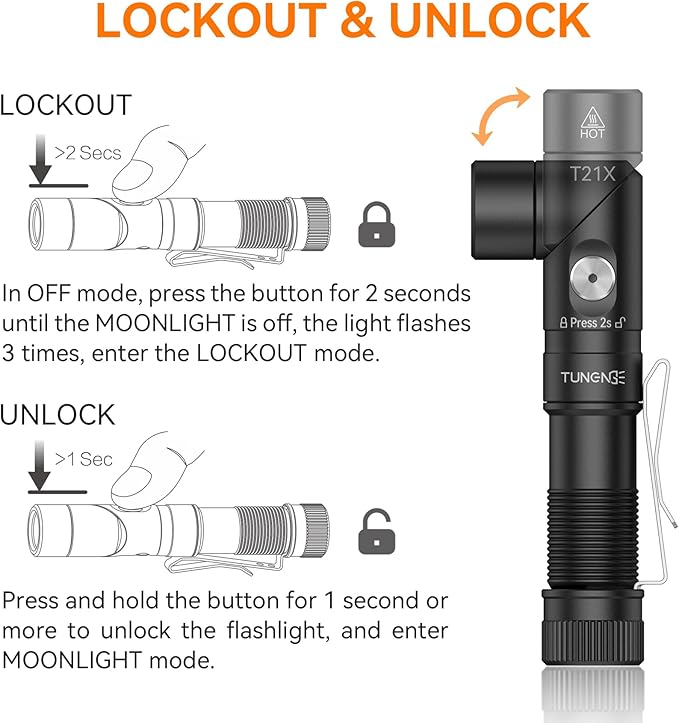 T21X 1400 Lumen Small LED Flashlight Rechargeable, Super Bright 90 Degree EDC AA Pocket Flashlight with Magnet, Adjustable Headlamp, Mini Tactical Light & Clip for Camping Running Hiking
