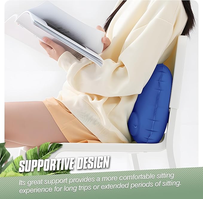 2-Pack Inflatable Camping Pillow, Portable Travel Pillow for Sleeping, Lightweight Compact Inflatable Pillows for Beach, Hiking, Backpacking, Airplane Travel, Press-to-Inflate Design (Blue)