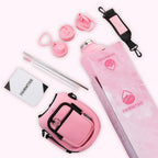 64 Oz Insulated Water Bottle with Strap Stainless Steel Sports Water Bottle with 3 Lids (Straw, Chug and Flip Lid) Leak Proof Metal Half Gallon Jug for Men & Women - Pink (Solid)