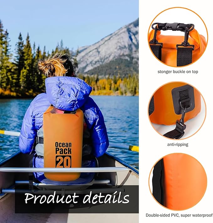 Dry Bag Waterproof Backpack 5L/10L/20L/30L Roll Top Waterproof Bag,Floating Dry bags for Kayaking,Swimming,Boating,Camping,Beach.