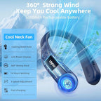 Portable Neck Fan,Hands Free Personal Wearable Bladeless Fan,6000mAh USB Rechargeable,360° Cooling,LED Display,4-Speeds,Birthday Gifts for Men Women Dad Mom,Outdoor Indoor Travel Camping (Blue)