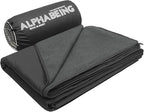 AlphaBeing Waterproof Outdoor Blanket with Merino Wool, Extra Thick Warm, Windproof, Packable Stadium Blankets for Cold Weather, Camping Gift, Pet, Car, Picnic, Concerts, 79" x 59", Black/Gray